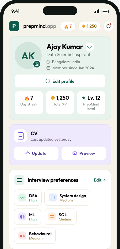 Profile screen