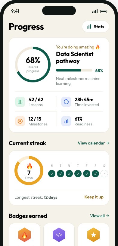 Progress screen